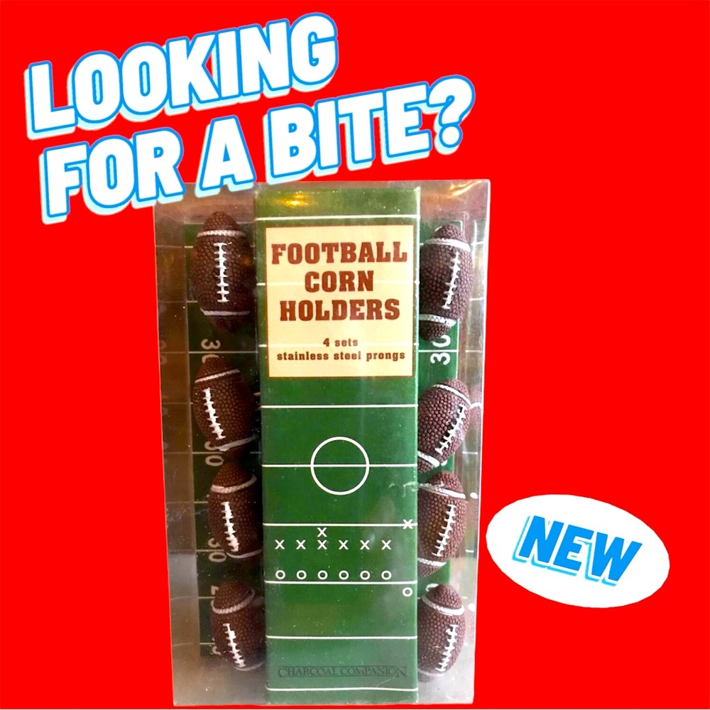 New Charcoal Companion Football Corn Holders - Set of 4